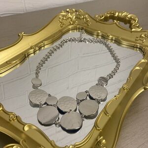 Silver layered medallion necklace